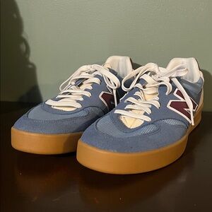 New Balance Blue and Cream Sneakers with Brown Sole